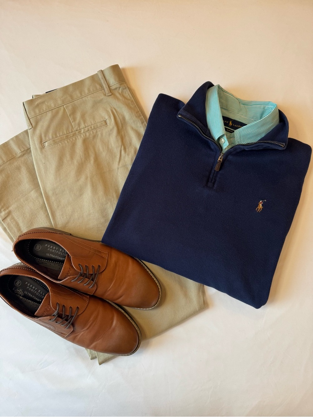 Polo by Ralph Lauren Navy Half-Zip Pullover with Mint Trim